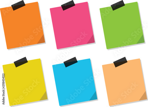 Canvas Print Blank square sticky notes vector illustration isolated on white background