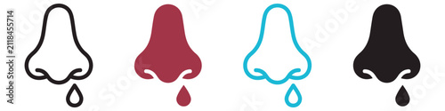Foto Set of runny nose icons in outline and filled styles with different colors isolated on transparent background medical healthcare vector