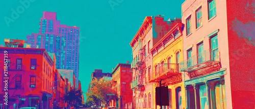 Vibrant Cityscape - A Colorful Urban Exploration in Pop Art Style.