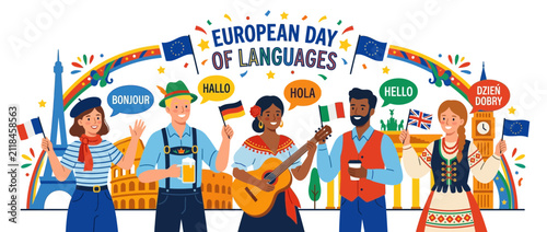 Diverse People Celebrating European Languages Day