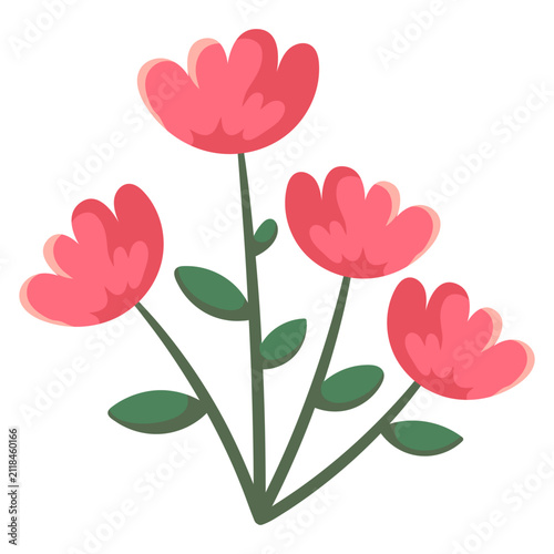 Pink Blossom Stems Illustration