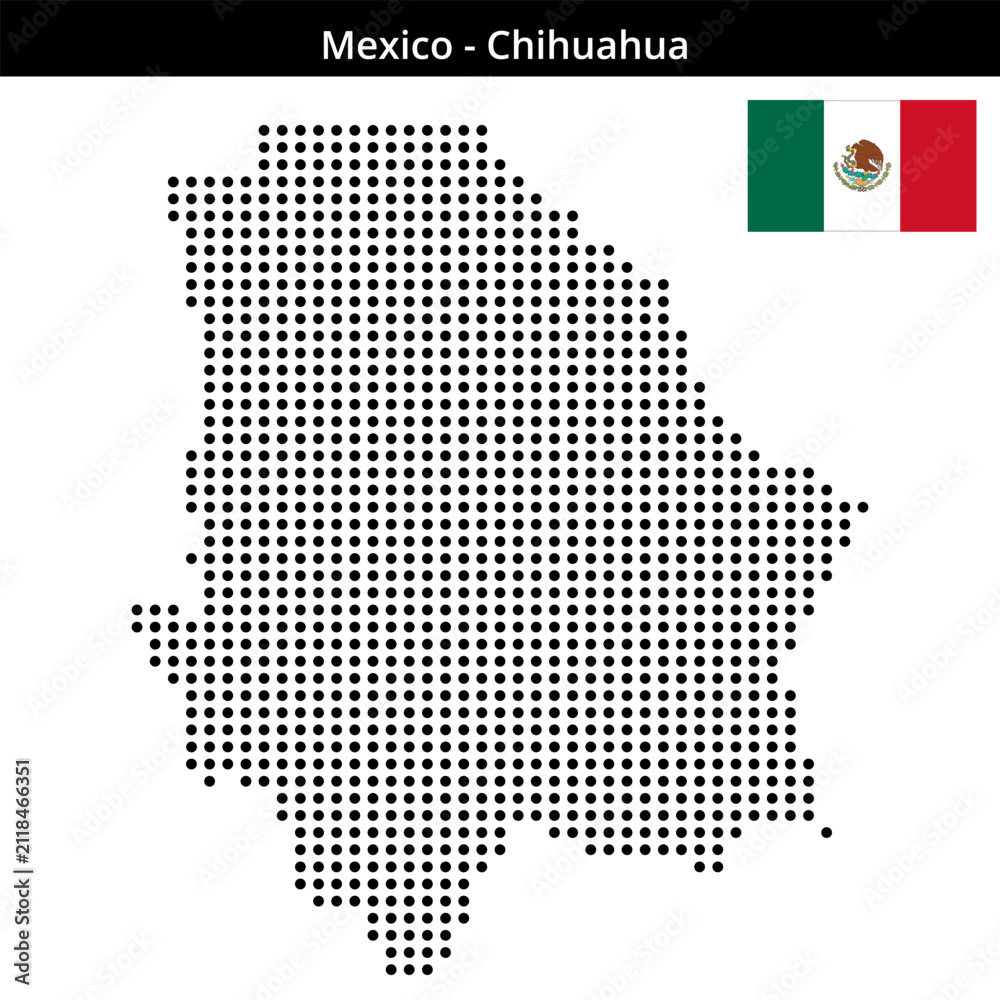 Fototapeta premium Map of Mexico region Chihuahua in medium size dots