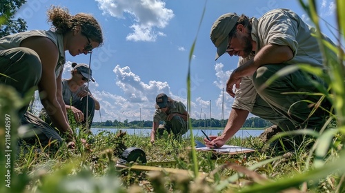 Wetland Team Mapping a Lake Restoration Zone