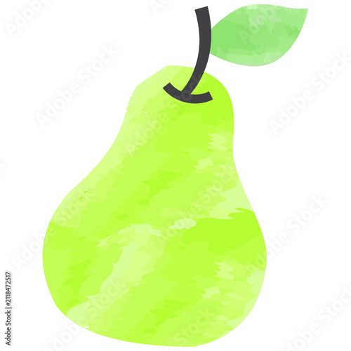 Watercolor Illustration of a Green Pear