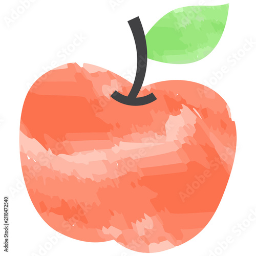 Watercolor Illustration of a Red Apple
