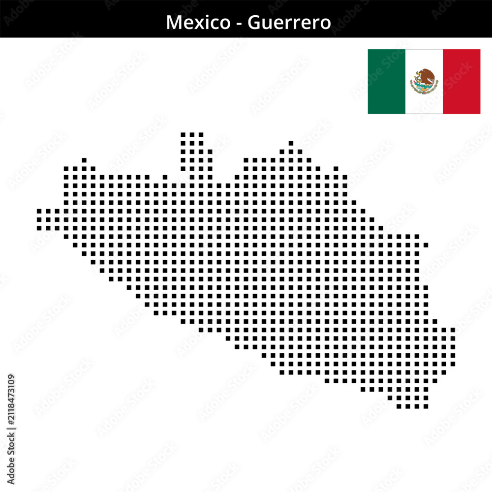 Obraz premium Map of Mexico region Guerrero in medium size square dots