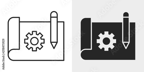 Design Prototype Icon represents interface planning, product design, and creative prototyping with editable outline and filled vector illustration.