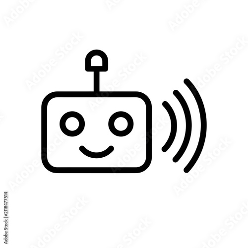 Minimalist Robot Head Icon With Wireless Signal Waves for Smart Technology and Artificial Intelligence Communication Concepts