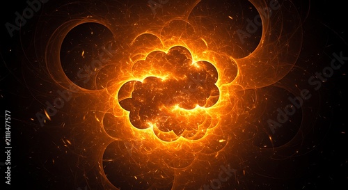 Bright Fiery Explosion with Glowing Orange and Yellow Flames and Sparks