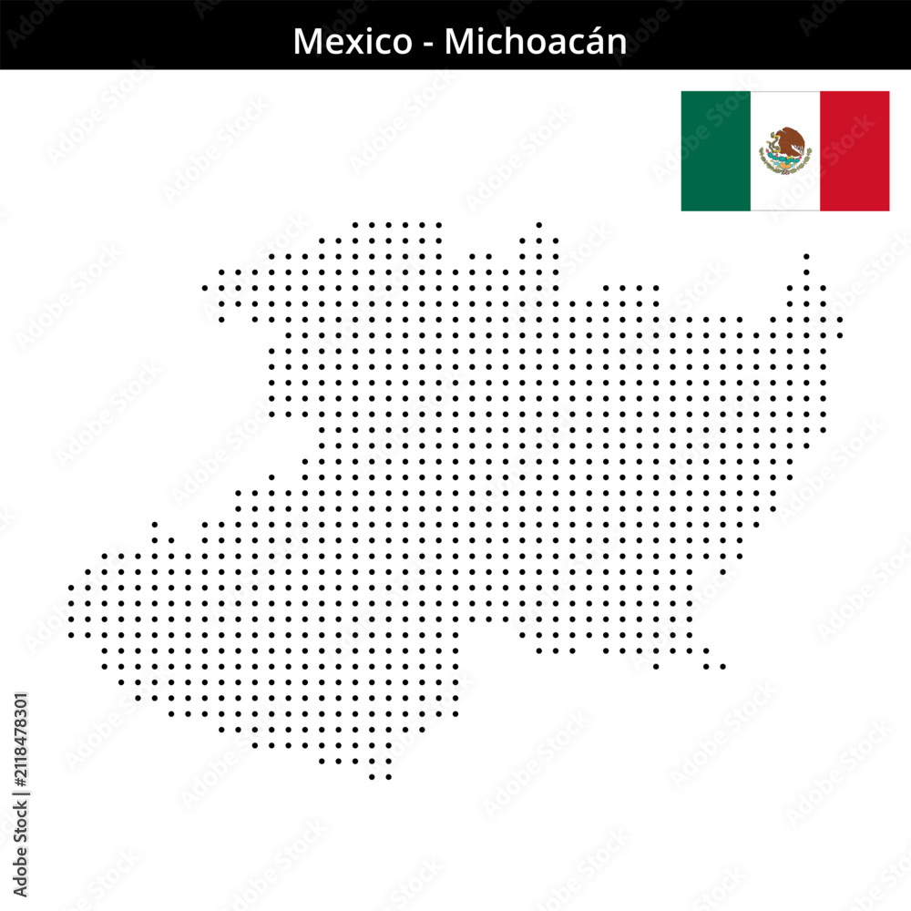 Obraz premium Map of Mexico region Michoacán in small size dots