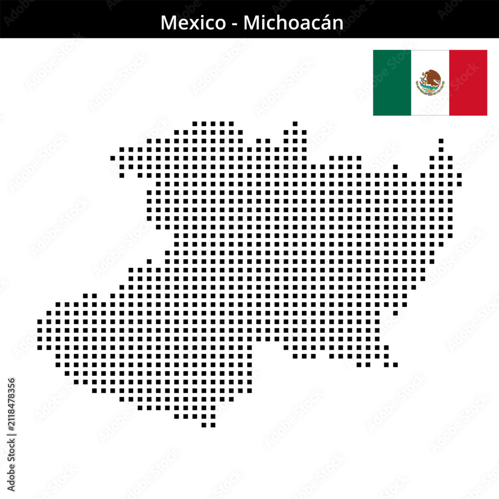 Obraz premium Map of Mexico region Michoacán in medium size square dots