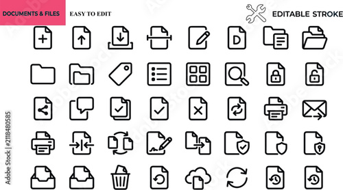 Thin line icons set for documents and files for web and app design editable stroke simple vector illustration editable stroke simple vector illustration.