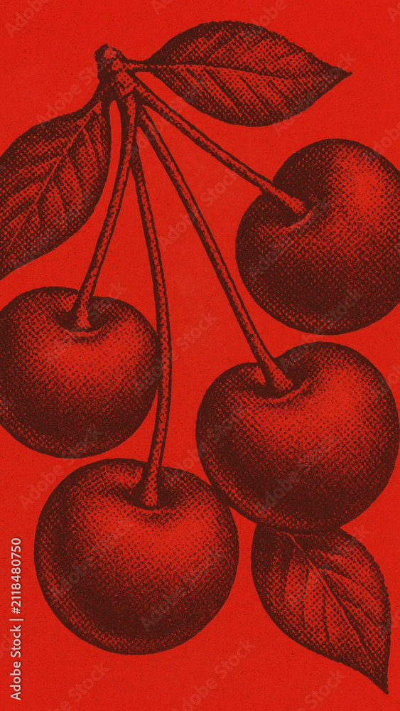 Obraz premium Vintage cherries art mobile wallpaper