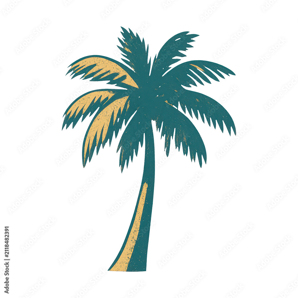 Obraz premium PNG Vintage tropical palm tree illustration.