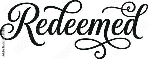Quadro su tela Redeemed calligraphy script text graphic with redeemed calligraphy typography