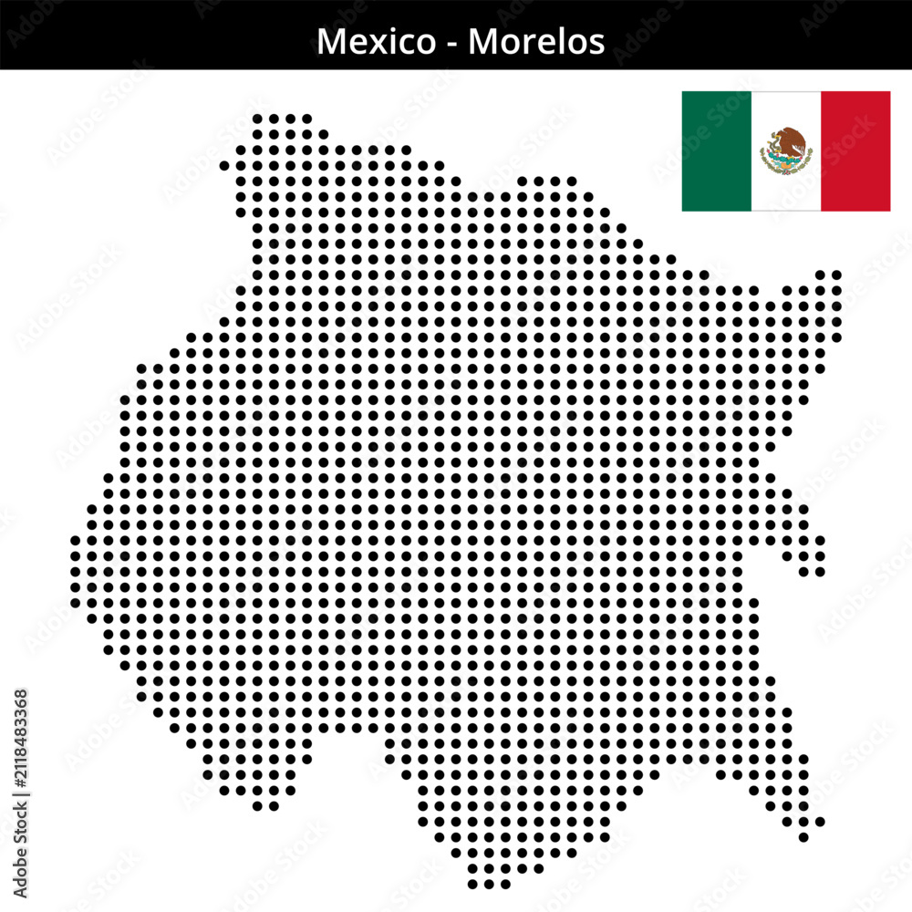 Fototapeta premium Map of Mexico region Morelos in medium size dots