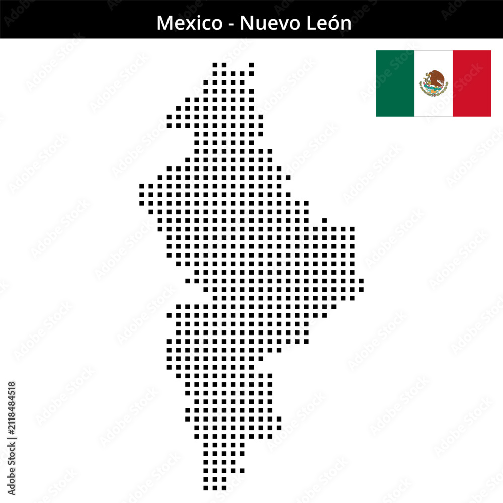 Obraz premium Map of Mexico region Nuevo-León in medium size square dots