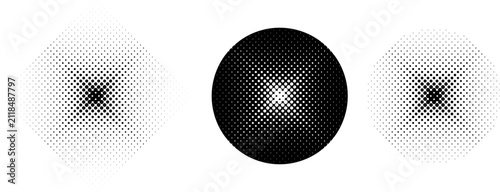 Halftone Texture Dot Pattern Collection Isolated on Transparent Background