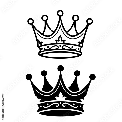 Black and White Royal Crown Vector Illustration