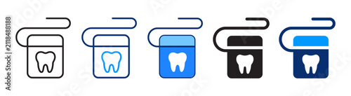 Dental floss icon representing interdental cleaning, plaque removal, and daily oral hygiene. Vector illustration for dental care, preventive dentistry, and oral health concept.