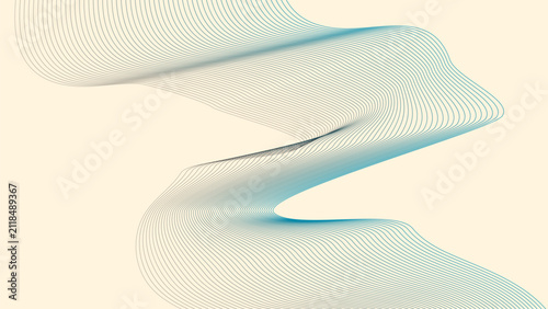Abstract blue flowing lines graphic pattern on light background with abstract geometric minimalist