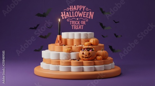 Funny Toilet Paper Halloween Cake with Pumpkin Decorations