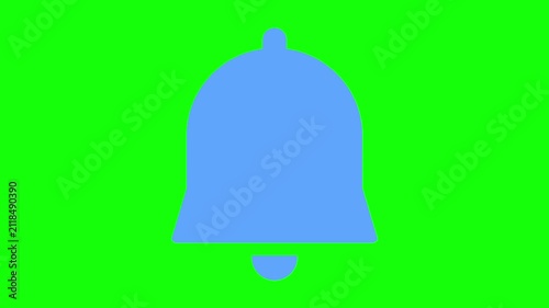 Animated Blue Notification Bell Icon, Alert and Reminder Concept, Blue Bell Symbol on Green Screen Background