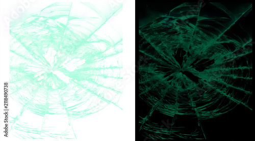 Картината върху платно Shattered glass texture with radial cracks, broken window spiderweb pattern on b