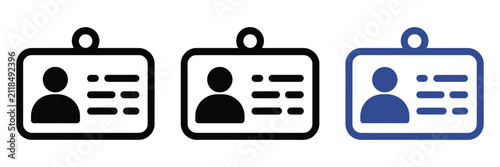 ID card badge icons featuring identification card symbols for employee, visitor, security access and business vector design