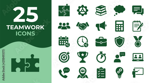 Icons representing teamwork display essential collaborative elements for a modern digital.