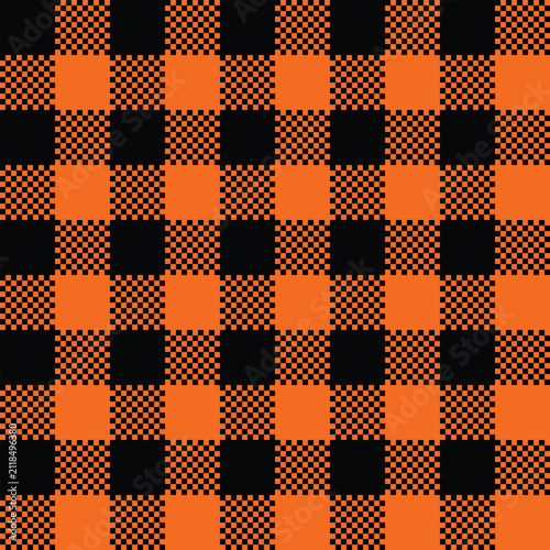 Orange and Black Plaid Seamless Vector Pattern Background for Halloween and Autumn Design