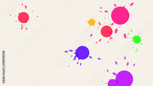 Colorful paint splatters with isolated droplets