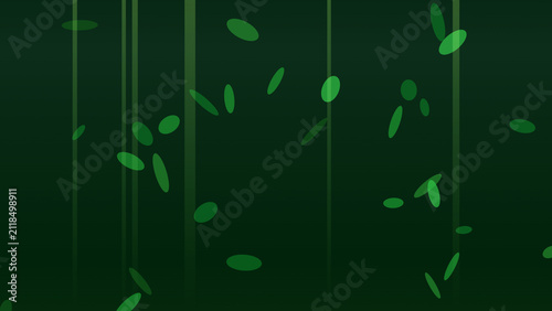 Green glowing particles in dark space