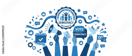 Hands Holding Symbols of Democracy and Voting