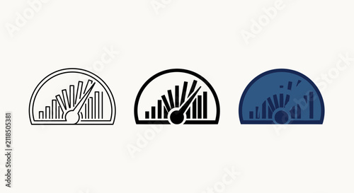 Performance meter gauge icons in different styles