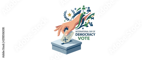 Hand casting vote into ballot box, concept of democracy