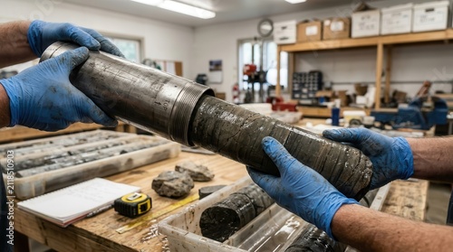 Geological Core Sample Extraction and Analysis in a Scientific Laboratory Setting for Earth Science Research and Mineral Exploration Studies