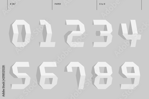 紙の0から9までの数字のセット_087