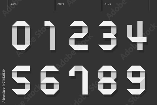 紙の0から9までの数字のセット_086