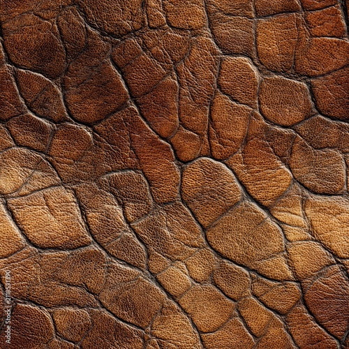 Seamless dark brown cracked leather with natural grain