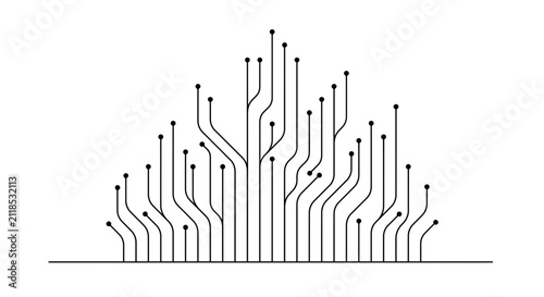 A flat illustration abstract circuit board pattern with branching lines a flat illustration