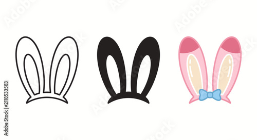 A flat illustration set of cute bunny ears icons a flat illustration