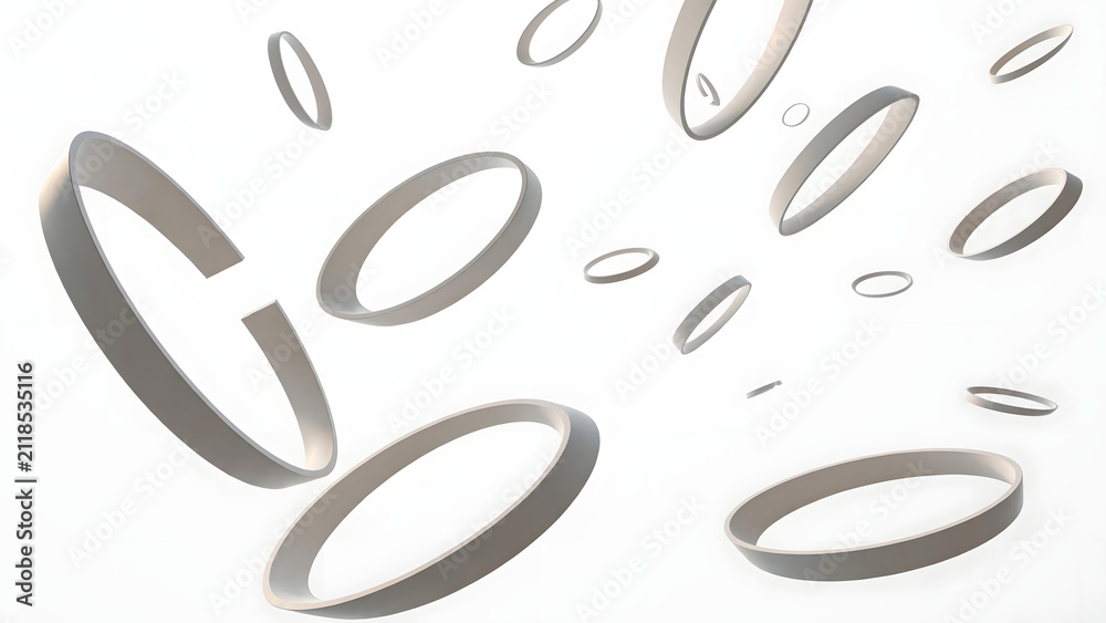 Fototapeta premium Floating White Oval Rings Abstract Background