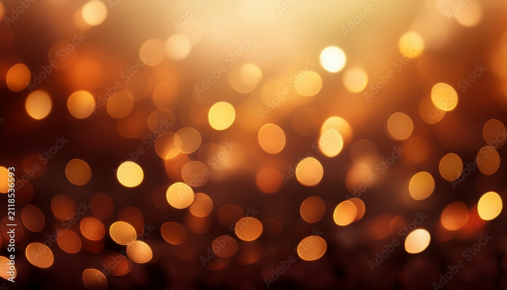 Fototapeta premium Warm Abstract Background With Golden Orange And Brown Bokeh Soft Blurred Glittering Lights For A Festive Autumn Or Elegant Design