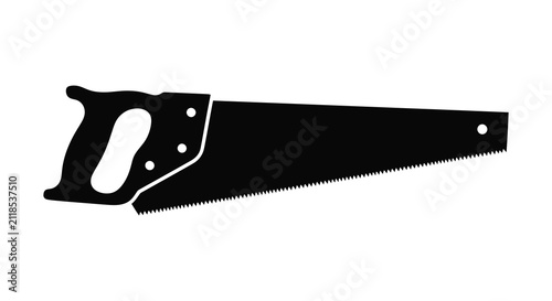 Foto Hand saw silhouette against a white background simple black outline