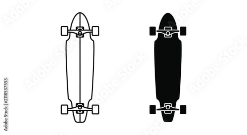 Longboard Skateboards Linear Drawing And Black Silhouette