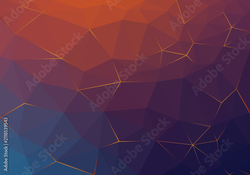 Triangle Gradient With Golden Line Abstract Background Illustration