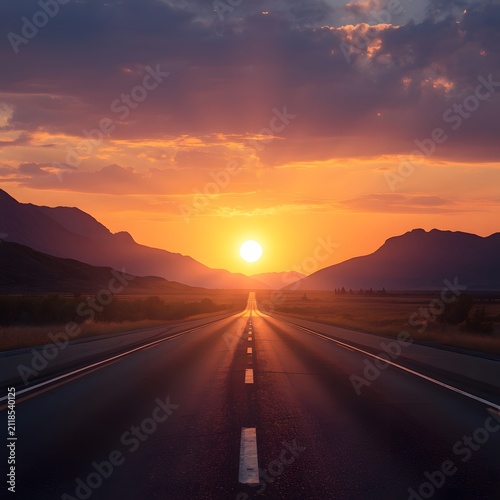 sunset on the highway