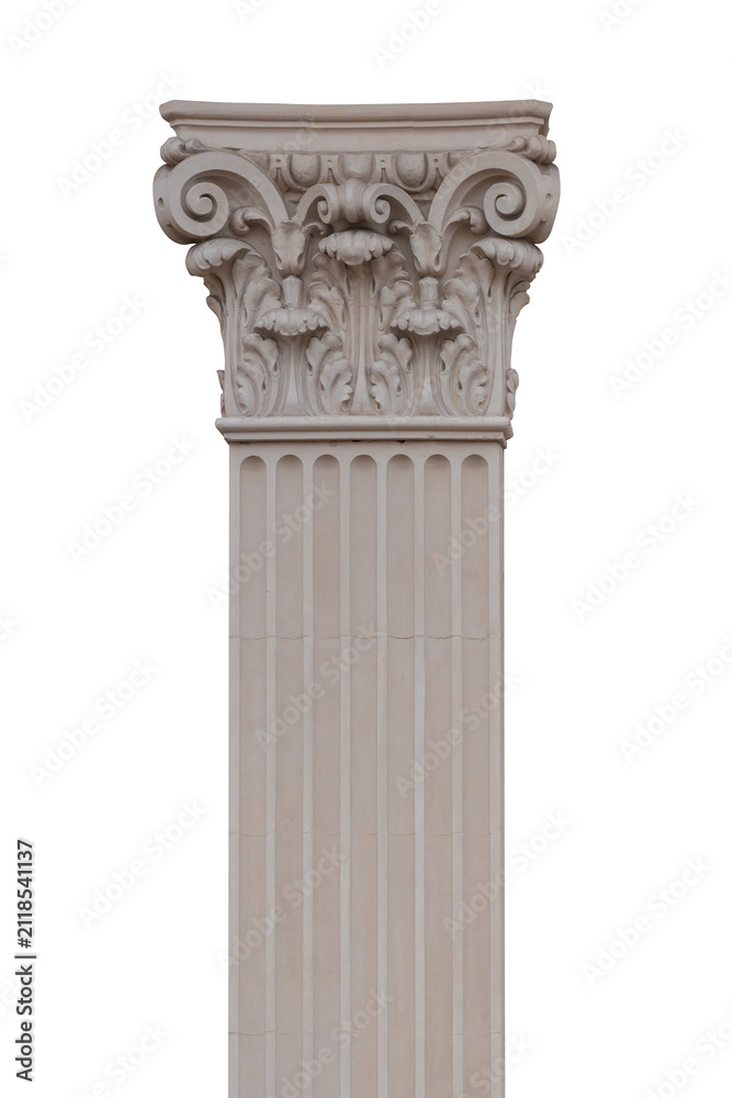 Fototapeta premium Elements of architectural decorations of buildings, columns, pommel and arches, plaster moldings, plaster patterns. On the streets in Spanish, public places. 