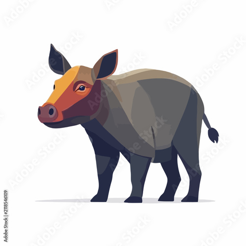 Wild pig, a digitally rendered illustration with a prominent reddish-brown facial area, stands confidently on a clean white backdrop, ready for various design applications.